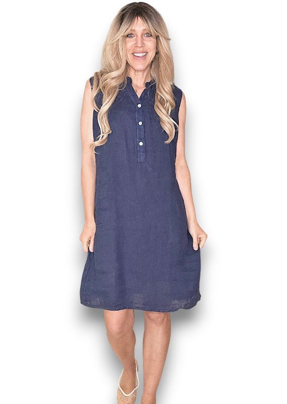 HELGA MAY_COASTAL MIDI TANK DRESS NAVY _ COASTAL MIDI TANK DRESS NAVY _ Ebony Boutique NZ