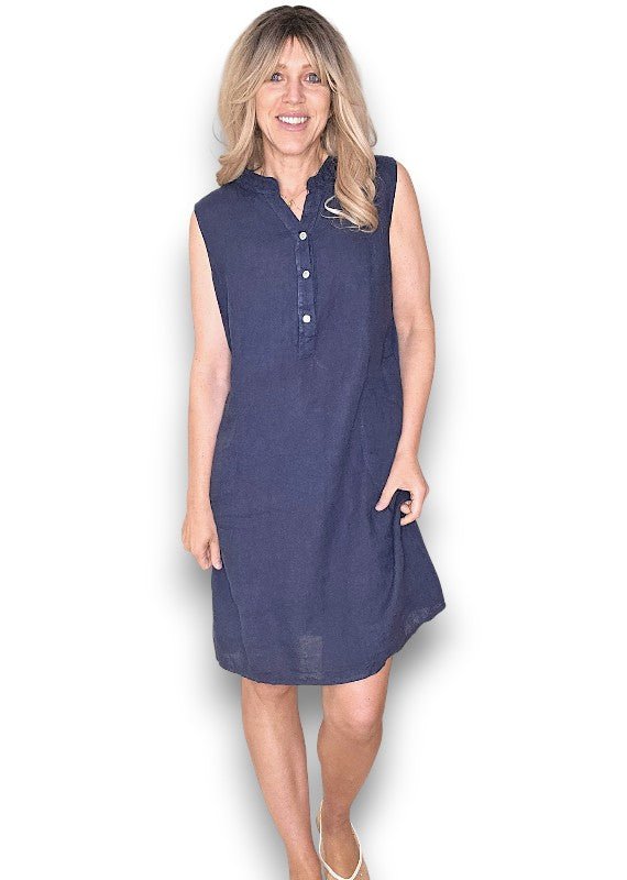 HELGA MAY_COASTAL MIDI TANK DRESS NAVY _ COASTAL MIDI TANK DRESS NAVY _ Ebony Boutique NZ