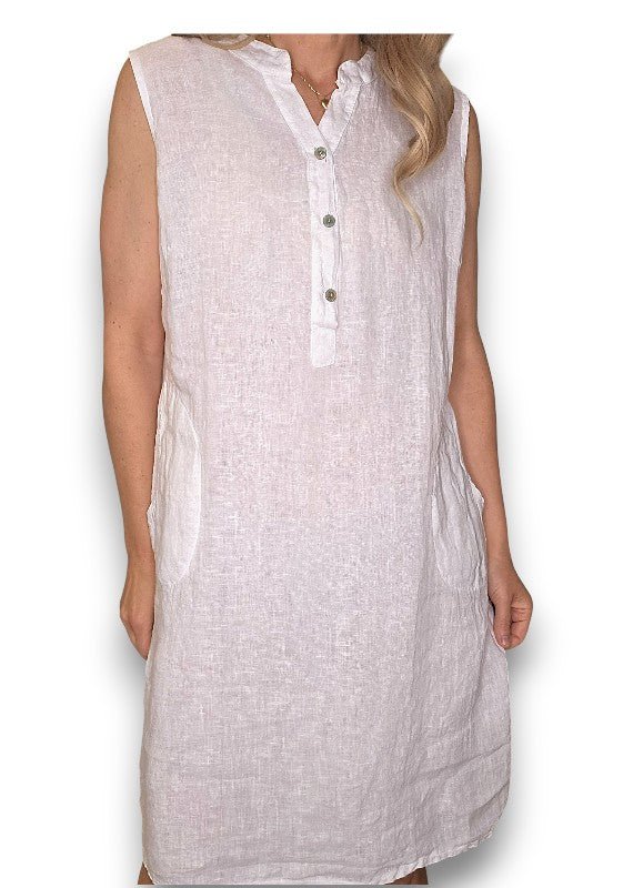 HELGA MAY_COASTAL MIDI TANK DRESS WHITE _ COASTAL MIDI TANK DRESS WHITE _ Ebony Boutique NZ