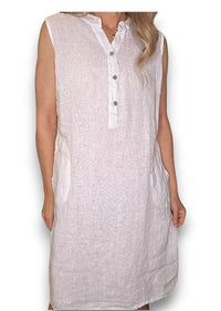 HELGA MAY_COASTAL MIDI TANK DRESS WHITE _ COASTAL MIDI TANK DRESS WHITE _ Ebony Boutique NZ