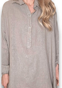 HELGA MAY_COASTAL TUNIC SHIRT MOCHA _ COASTAL TUNIC SHIRT MOCHA _ Ebony Boutique NZ