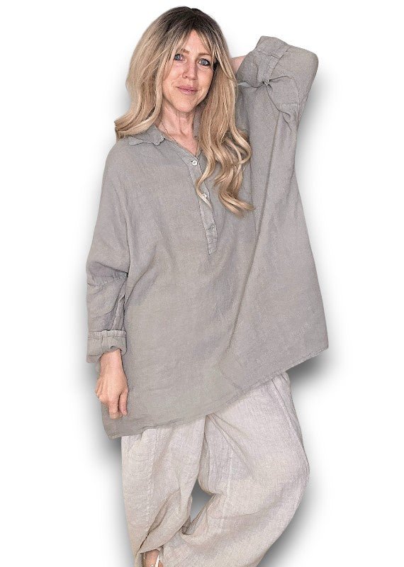 HELGA MAY_COASTAL TUNIC SHIRT MOCHA _ COASTAL TUNIC SHIRT MOCHA _ Ebony Boutique NZ