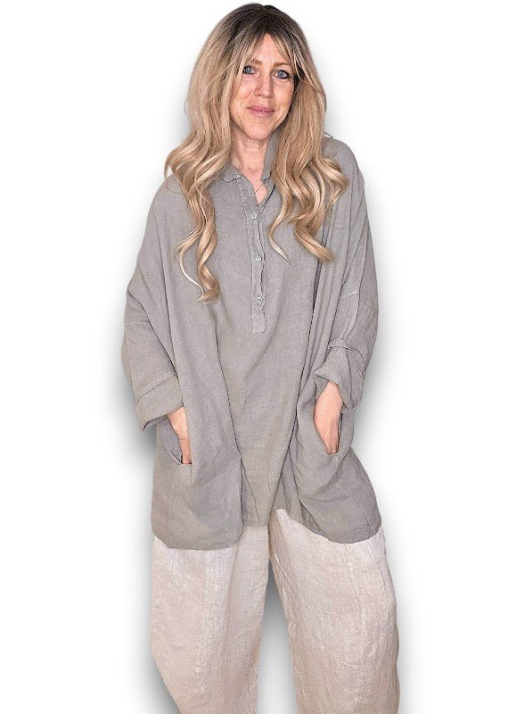 HELGA MAY_COASTAL TUNIC SHIRT MOCHA _ COASTAL TUNIC SHIRT MOCHA _ Ebony Boutique NZ