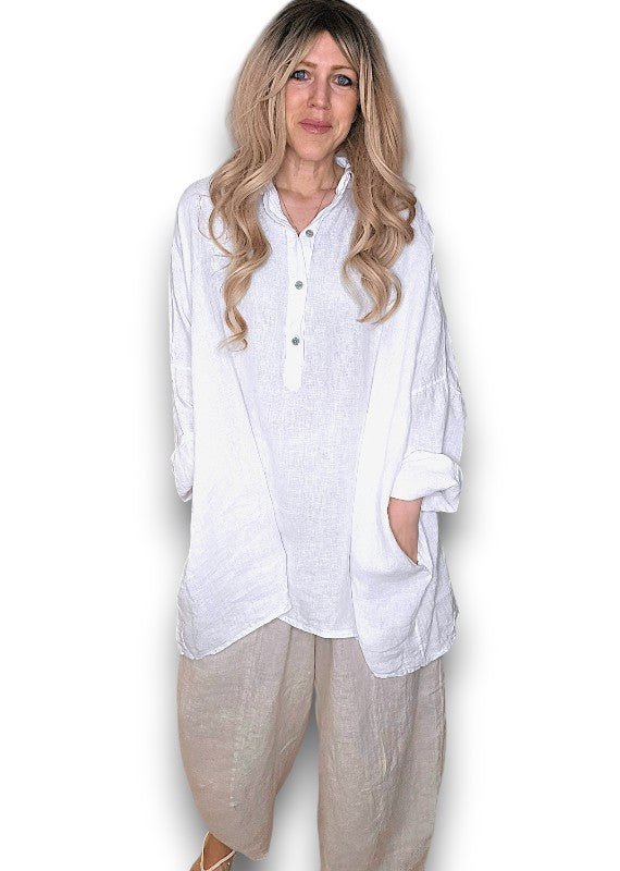 HELGA MAY_COASTAL TUNIC SHIRT WHITE _ COASTAL TUNIC SHIRT WHITE _ Ebony Boutique NZ
