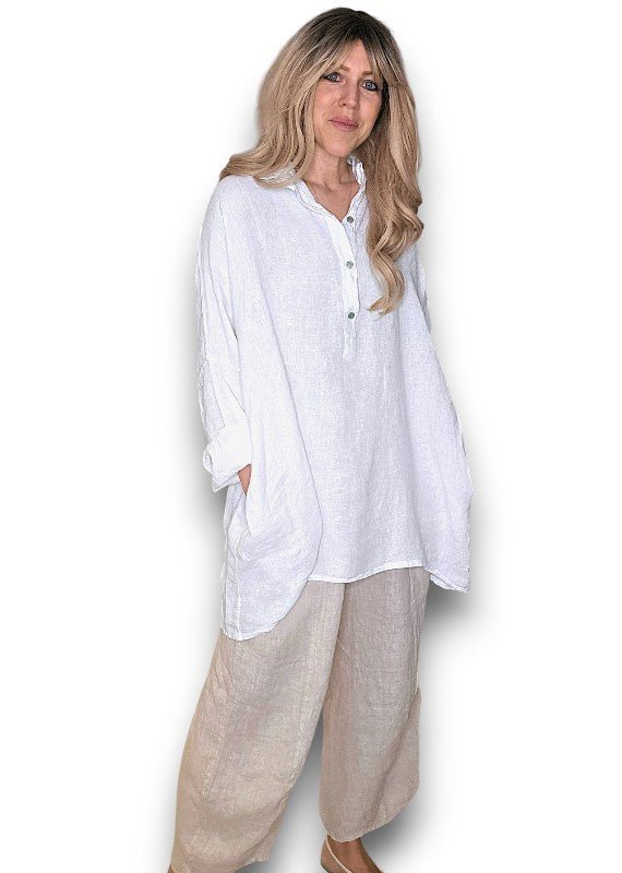 HELGA MAY_COASTAL TUNIC SHIRT WHITE _ COASTAL TUNIC SHIRT WHITE _ Ebony Boutique NZ
