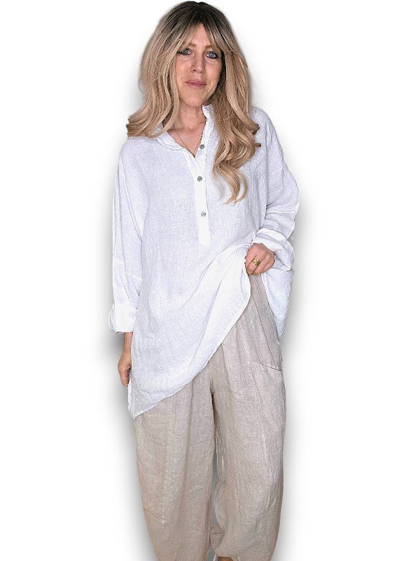 HELGA MAY_COASTAL TUNIC SHIRT WHITE _ COASTAL TUNIC SHIRT WHITE _ Ebony Boutique NZ