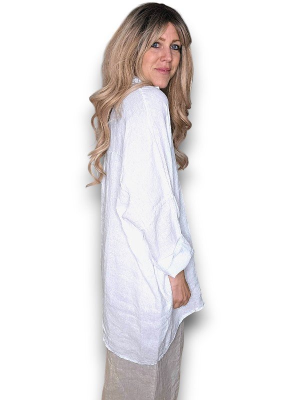 HELGA MAY_COASTAL TUNIC SHIRT WHITE _ COASTAL TUNIC SHIRT WHITE _ Ebony Boutique NZ