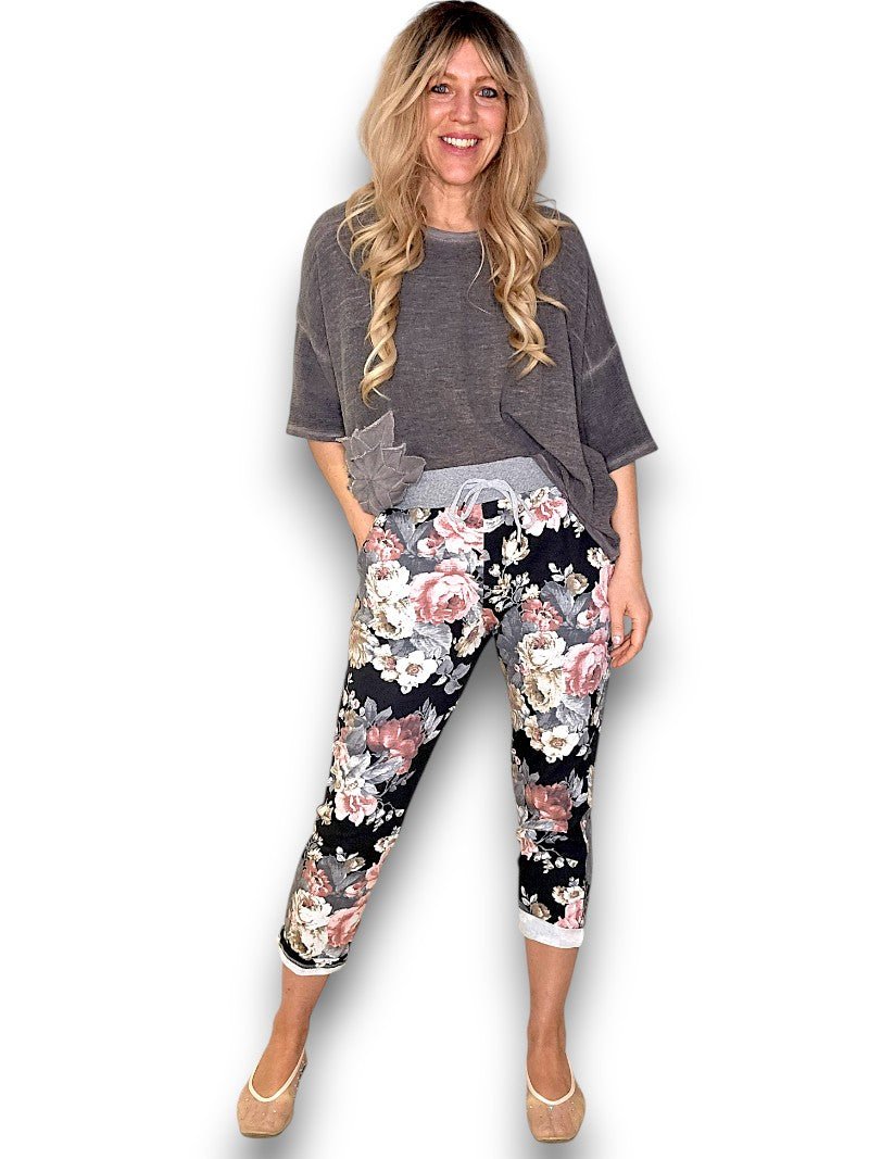 HELGA MAY_CORNELIA JOGGERS SCARLETT ROSE BLACK _ CORNELIA JOGGERS SCARLETT ROSE BLACK _ Ebony Boutique NZ