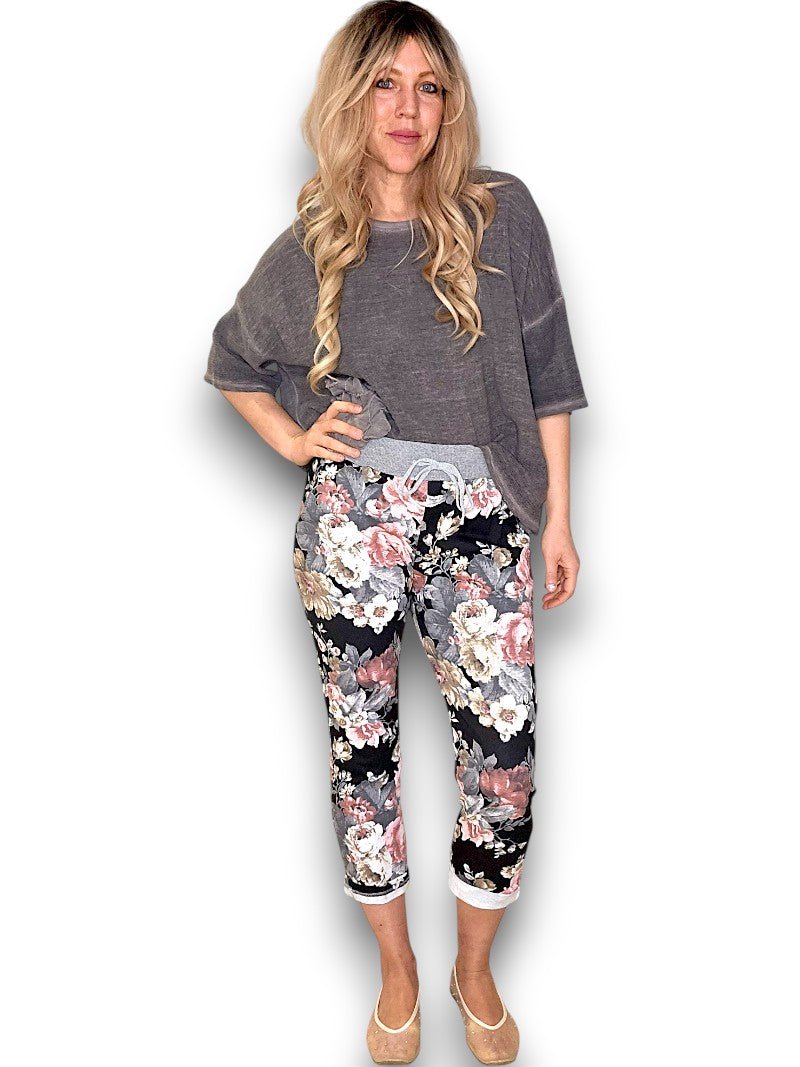 HELGA MAY_CORNELIA JOGGERS SCARLETT ROSE BLACK _ CORNELIA JOGGERS SCARLETT ROSE BLACK _ Ebony Boutique NZ