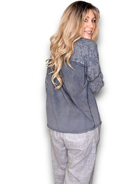 HELGA MAY_COTTON FRONT POCKET TOP GREY _ COTTON FRONT POCKET TOP GREY _ Ebony Boutique NZ