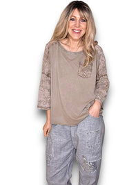 HELGA MAY_COTTON FRONT POCKET TOP MOCHA _ COTTON FRONT POCKET TOP MOCHA _ Ebony Boutique NZ