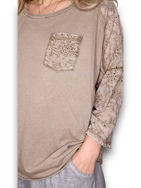 HELGA MAY_COTTON FRONT POCKET TOP MOCHA _ COTTON FRONT POCKET TOP MOCHA _ Ebony Boutique NZ
