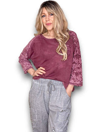 HELGA MAY_COTTON FRONT POCKET TOP PLUM _ COTTON FRONT POCKET TOP PLUM _ Ebony Boutique NZ