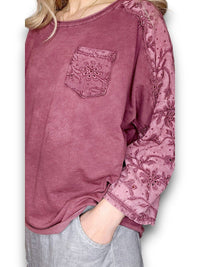HELGA MAY_COTTON FRONT POCKET TOP PLUM _ COTTON FRONT POCKET TOP PLUM _ Ebony Boutique NZ