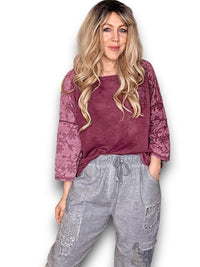HELGA MAY_COTTON FRONT POCKET TOP PLUM _ COTTON FRONT POCKET TOP PLUM _ Ebony Boutique NZ