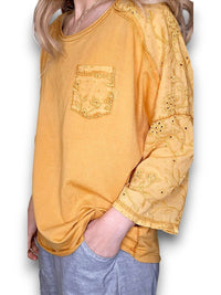 HELGA MAY_COTTON FRONT POCKET TOP TUMERIC _ COTTON FRONT POCKET TOP TUMERIC _ Ebony Boutique NZ