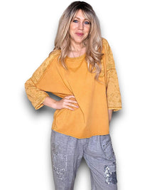 HELGA MAY_COTTON FRONT POCKET TOP TUMERIC _ COTTON FRONT POCKET TOP TUMERIC _ Ebony Boutique NZ