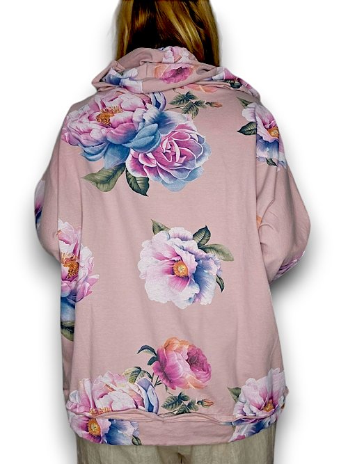HELGA MAY_COTTON HOODIE PEONY OMBRE BABY PINK _ COTTON HOODIE PEONY OMBRE BABY PINK _ Ebony Boutique NZ