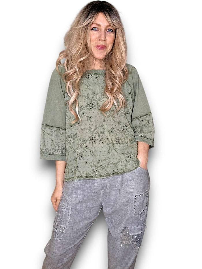 HELGA MAY_COTTON POET TOP FOREST _ COTTON POET TOP FOREST _ Ebony Boutique NZ