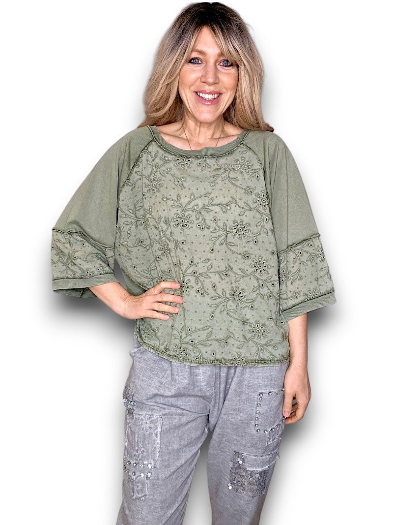 HELGA MAY_COTTON POET TOP FOREST _ COTTON POET TOP FOREST _ Ebony Boutique NZ