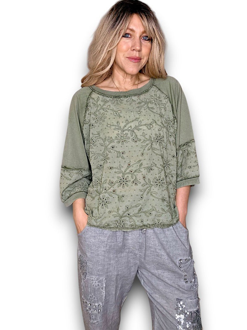 HELGA MAY_COTTON POET TOP FOREST _ COTTON POET TOP FOREST _ Ebony Boutique NZ