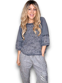 HELGA MAY_COTTON POET TOP GREY _ COTTON POET TOP GREY _ Ebony Boutique NZ