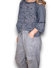 HELGA MAY_COTTON POET TOP GREY _ COTTON POET TOP GREY _ Ebony Boutique NZ