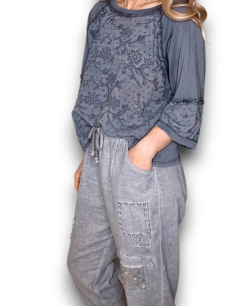 HELGA MAY_COTTON POET TOP GREY _ COTTON POET TOP GREY _ Ebony Boutique NZ