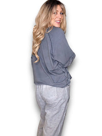 HELGA MAY_COTTON POET TOP GREY _ COTTON POET TOP GREY _ Ebony Boutique NZ
