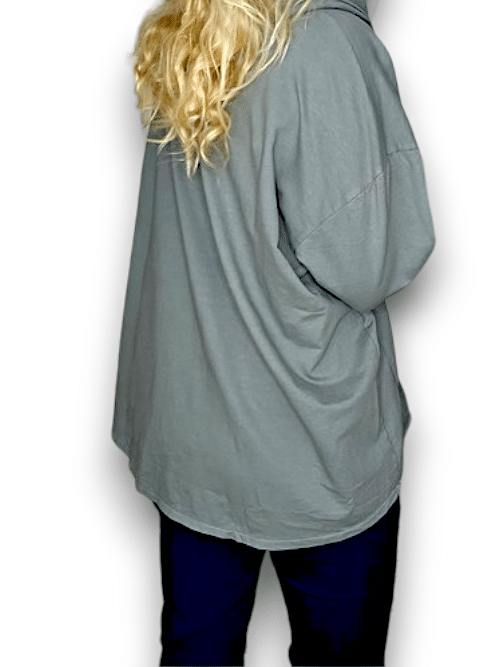 HELGA MAY_COTTON ZIP HOODIE LINEN PLAIN GREY _ COTTON ZIP HOODIE LINEN PLAIN GREY _ Ebony Boutique NZ