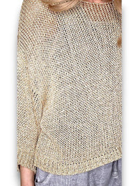 HELGA MAY_CREW BOXY SLEVEE KNIT GOLD GLITTER _ CREW BOXY SLEVEE KNIT GOLD GLITTER _ Ebony Boutique NZ