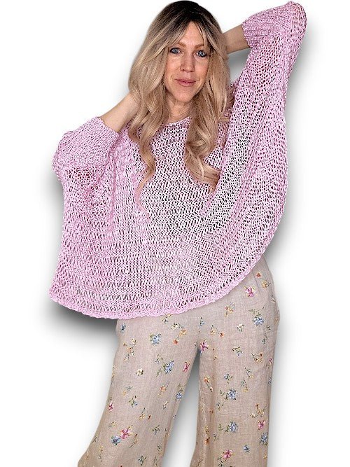 HELGA MAY_CREW NECK BOXY KNIT BUBBLEGUM PINK _ CREW NECK BOXY KNIT BUBBLEGUM PINK _ Ebony Boutique NZ