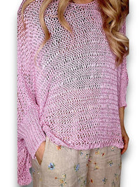 HELGA MAY_CREW NECK BOXY KNIT BUBBLEGUM PINK _ CREW NECK BOXY KNIT BUBBLEGUM PINK _ Ebony Boutique NZ
