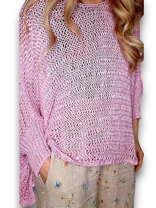 HELGA MAY_CREW NECK BOXY KNIT BUBBLEGUM PINK _ CREW NECK BOXY KNIT BUBBLEGUM PINK _ Ebony Boutique NZ