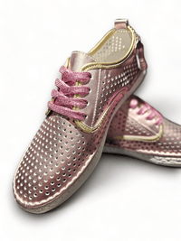 HELGA MAY_CUBA STREET SHOES LINEN TRIM METALLIC PINK/GOLD _ CUBA STREET SHOES LINEN TRIM METALLIC PINK/GOLD _ Ebony Boutique NZ