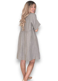 HELGA MAY_DEUX RIBBON DRESS BEIGE _ DEUX RIBBON DRESS BEIGE _ Ebony Boutique NZ