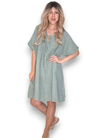 HELGA MAY_DEUX RIBBON DRESS FOREST _ DEUX RIBBON DRESS FOREST _ Ebony Boutique NZ