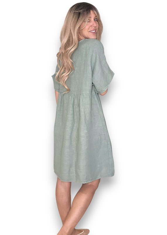 HELGA MAY_DEUX RIBBON DRESS FOREST _ DEUX RIBBON DRESS FOREST _ Ebony Boutique NZ