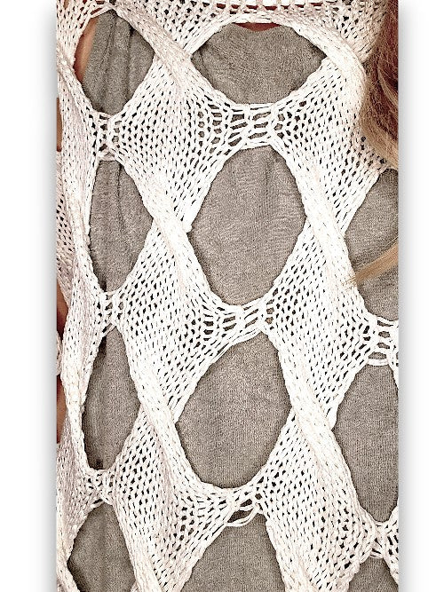 HELGA MAY_DIAMOND HOLLOW LONG SLEEVE KNIT WHITE _ DIAMOND HOLLOW LONG SLEEVE KNIT WHITE _ Ebony Boutique NZ