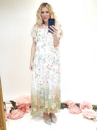 HELGA MAY_DIPDYE SINGOALLA MAXI MAUD JOSEFINA VANILLA/GREEN _ DIPDYE SINGOALLA MAXI MAUD JOSEFINA VANILLA/GREEN _ Ebony Boutique NZ