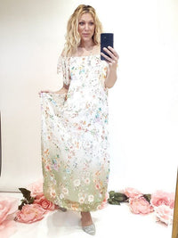 HELGA MAY_DIPDYE SINGOALLA MAXI MAUD JOSEFINA VANILLA/GREEN _ DIPDYE SINGOALLA MAXI MAUD JOSEFINA VANILLA/GREEN _ Ebony Boutique NZ