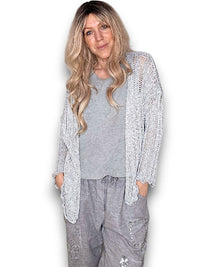 HELGA MAY_FRIENDS CARDI METALLIC SILVER _ FRIENDS CARDI METALLIC SILVER _ Ebony Boutique NZ