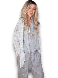 HELGA MAY_FRIENDS CARDI METALLIC SILVER _ FRIENDS CARDI METALLIC SILVER _ Ebony Boutique NZ