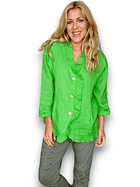 HELGA MAY_FRILL AND DANDY LINEN JKT LINEN FRESH GREEN _ FRILL AND DANDY LINEN JKT LINEN FRESH GREEN _ Ebony Boutique NZ