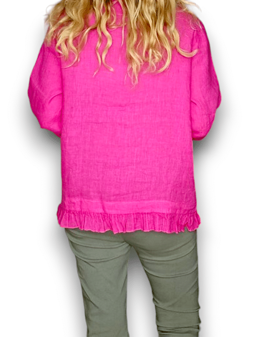 HELGA MAY_FRILL AND DANDY LINEN JKT LINEN HOT PINK _ FRILL AND DANDY LINEN JKT LINEN HOT PINK _ Ebony Boutique NZ