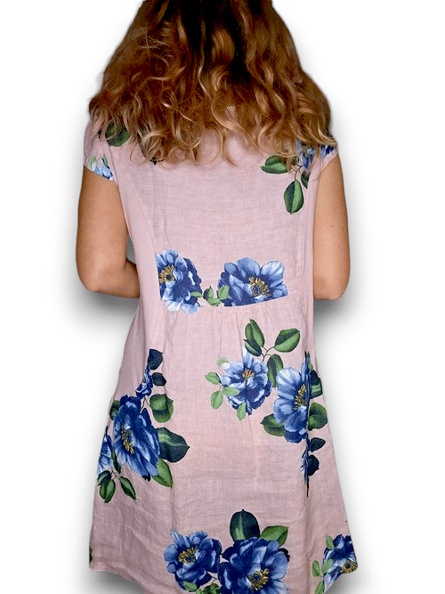 HELGA MAY_GOLD BAR DRESS LINEN EMMA PINK _ GOLD BAR DRESS LINEN EMMA PINK _ Ebony Boutique NZ