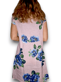 HELGA MAY_GOLD BAR DRESS LINEN EMMA PINK _ GOLD BAR DRESS LINEN EMMA PINK _ Ebony Boutique NZ