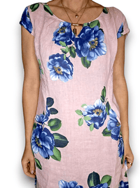 HELGA MAY_GOLD BAR DRESS LINEN EMMA PINK _ GOLD BAR DRESS LINEN EMMA PINK _ Ebony Boutique NZ
