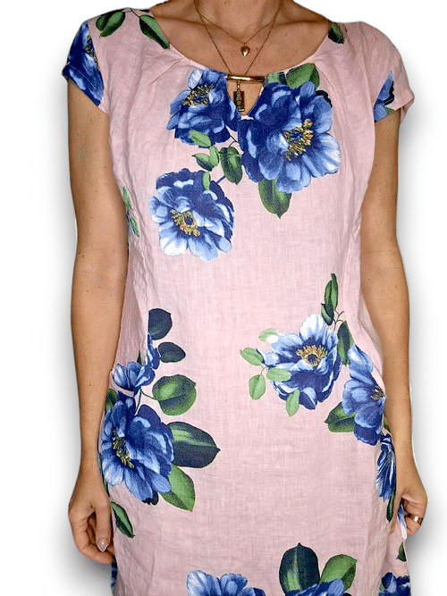 HELGA MAY_GOLD BAR DRESS LINEN EMMA PINK _ GOLD BAR DRESS LINEN EMMA PINK _ Ebony Boutique NZ