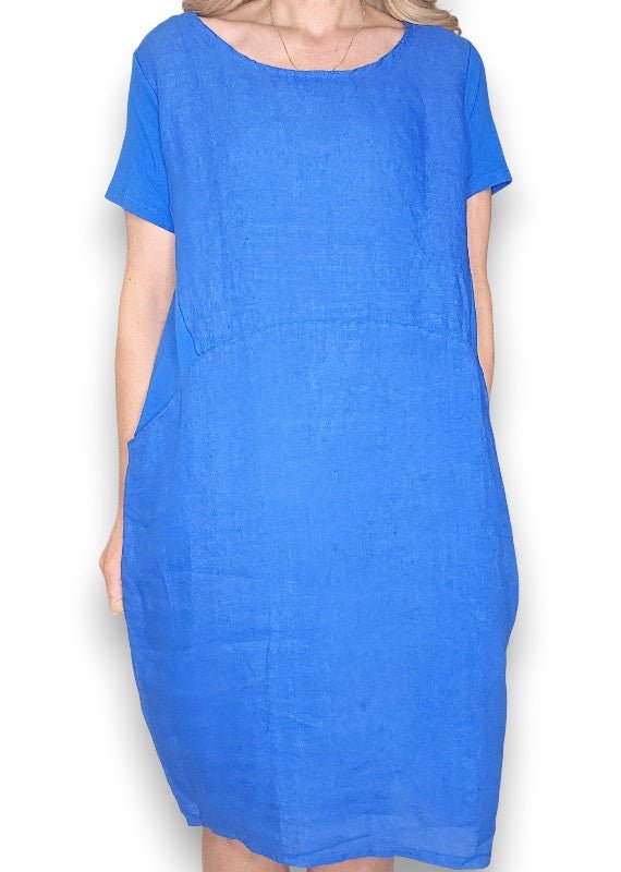 HELGA MAY_JUNGLE DRESS LINEN COBALT _ JUNGLE DRESS LINEN COBALT _ Ebony Boutique NZ
